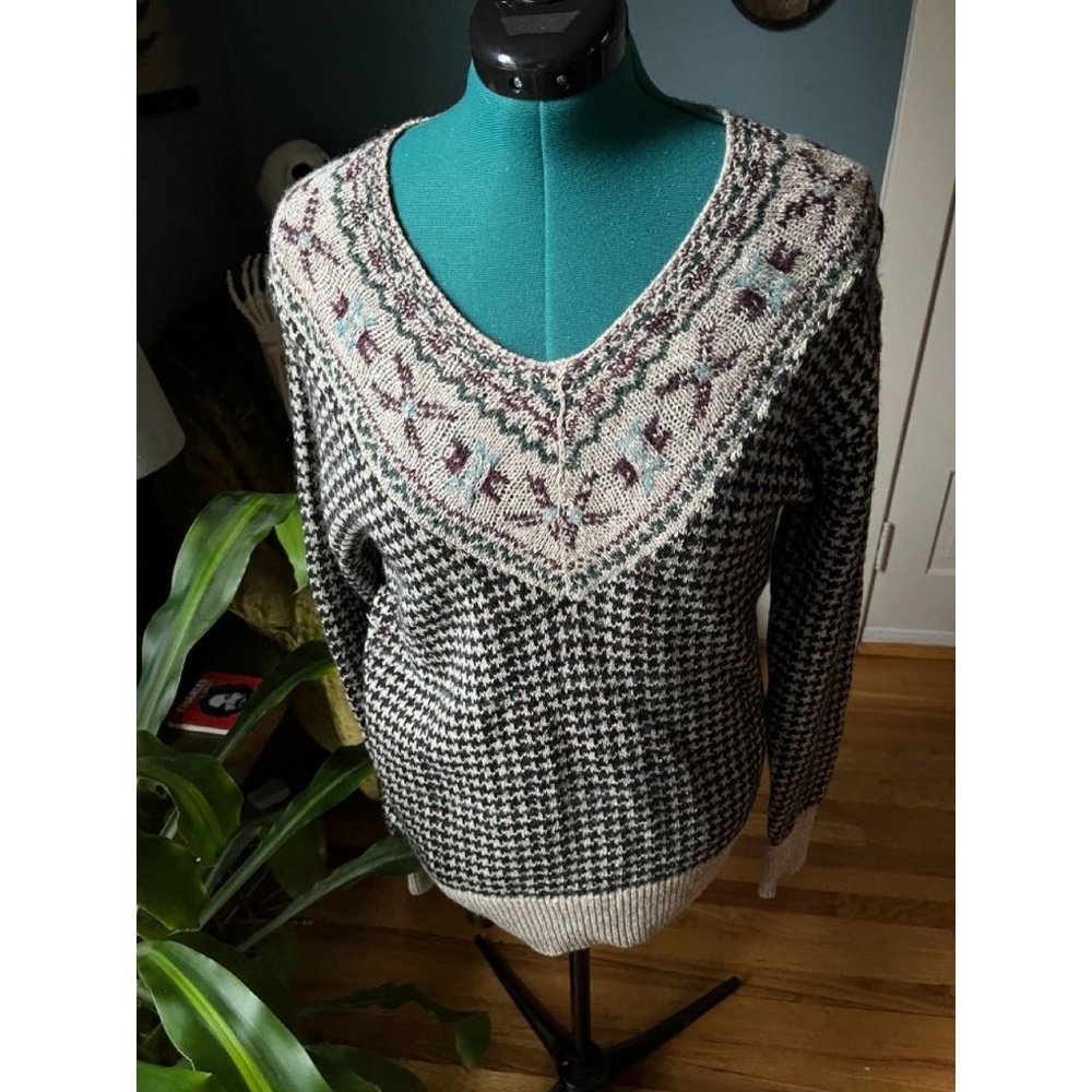 Vintage 80s Polo By Ralph Lauren Knit Oversized Old Man Sweater, Wool, Silk, Lin